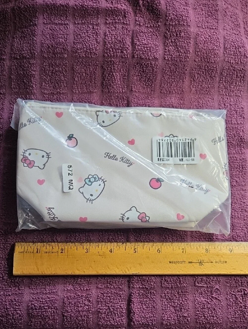 Hello Kitty White and Pink Cosmetic Pouch with Character Print